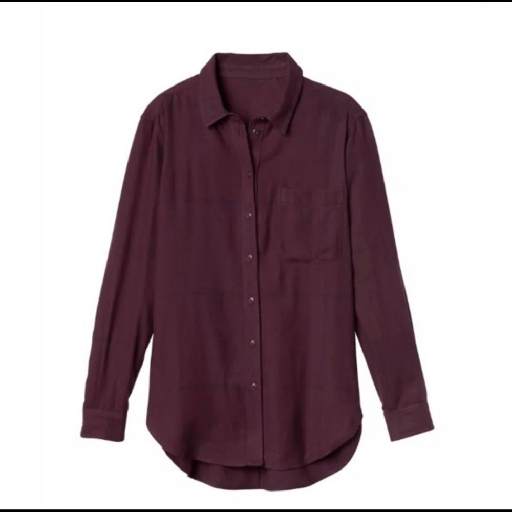 Athleta Women’s Sz S Heat Tech Flannel Burgundy - Picture 2 of 5